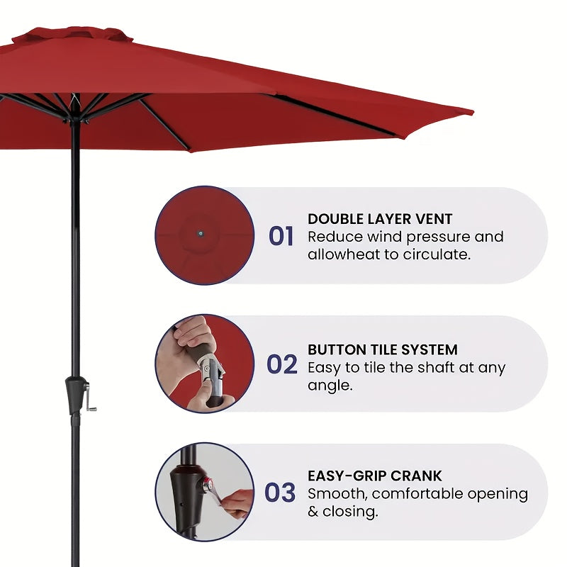 Durable Outdoor Patio Umbrella with Easy Tilt and Crank System - Parry's Picks