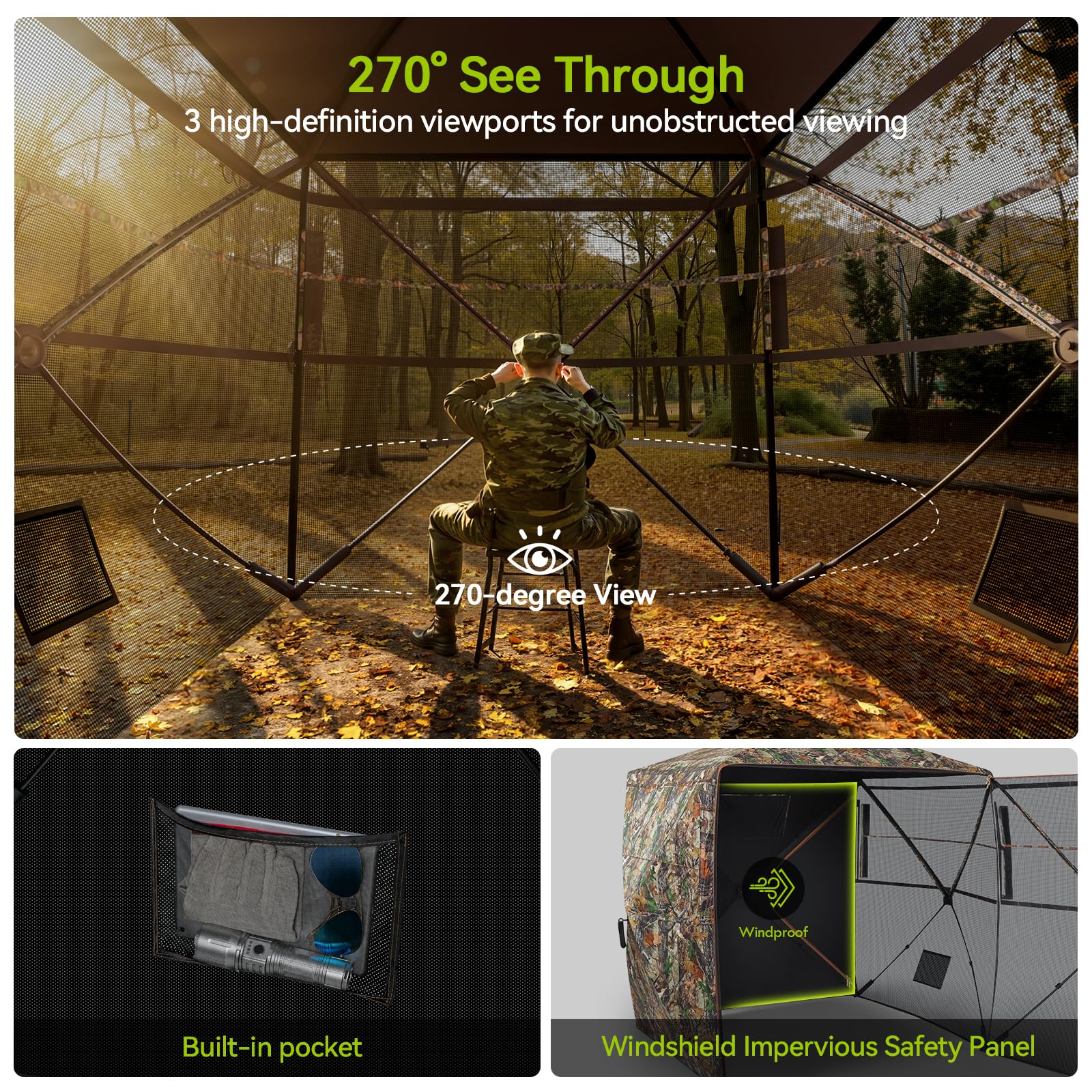 TIDEWE Hunting Blind Pop Up Ground Shelter With Mesh Windows - Parry's Picks