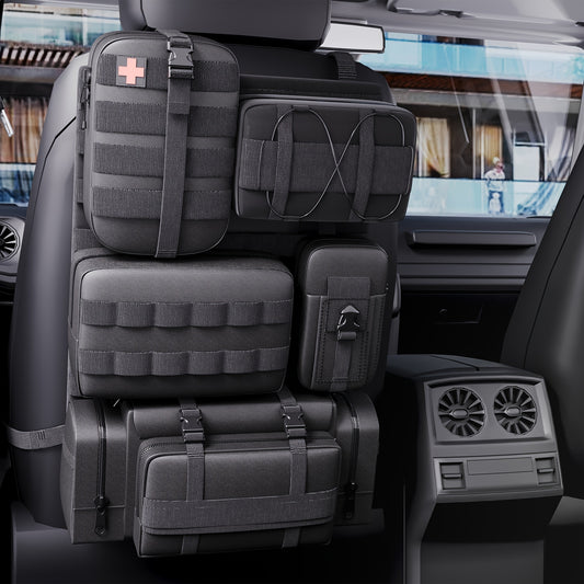 Molle Nylon Tactical Car Seat Organiser With Five Pockets - Parry's Picks