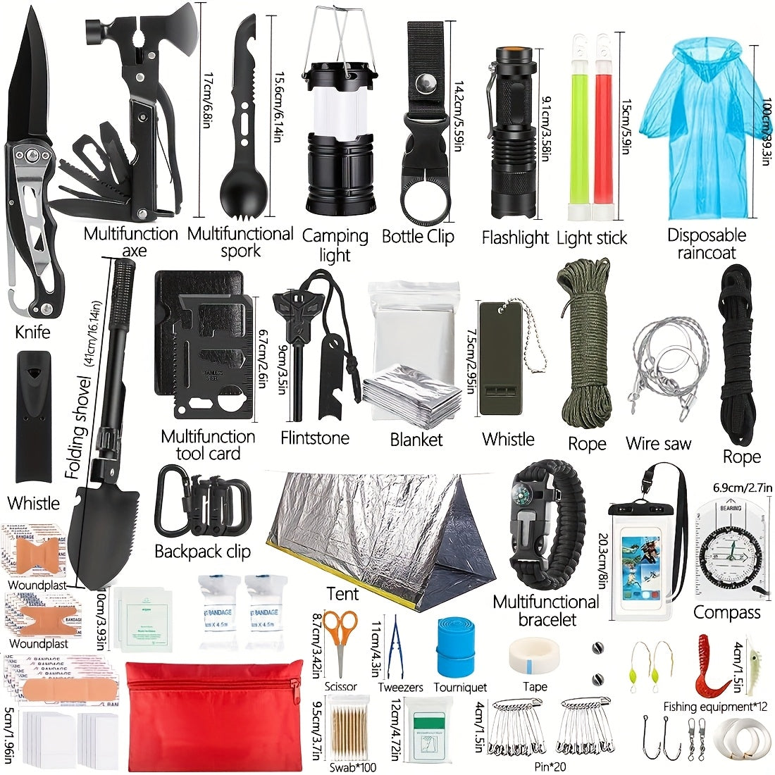 Survival Kit Bag with Shovel and Multi Function Axe - Parry's Picks
