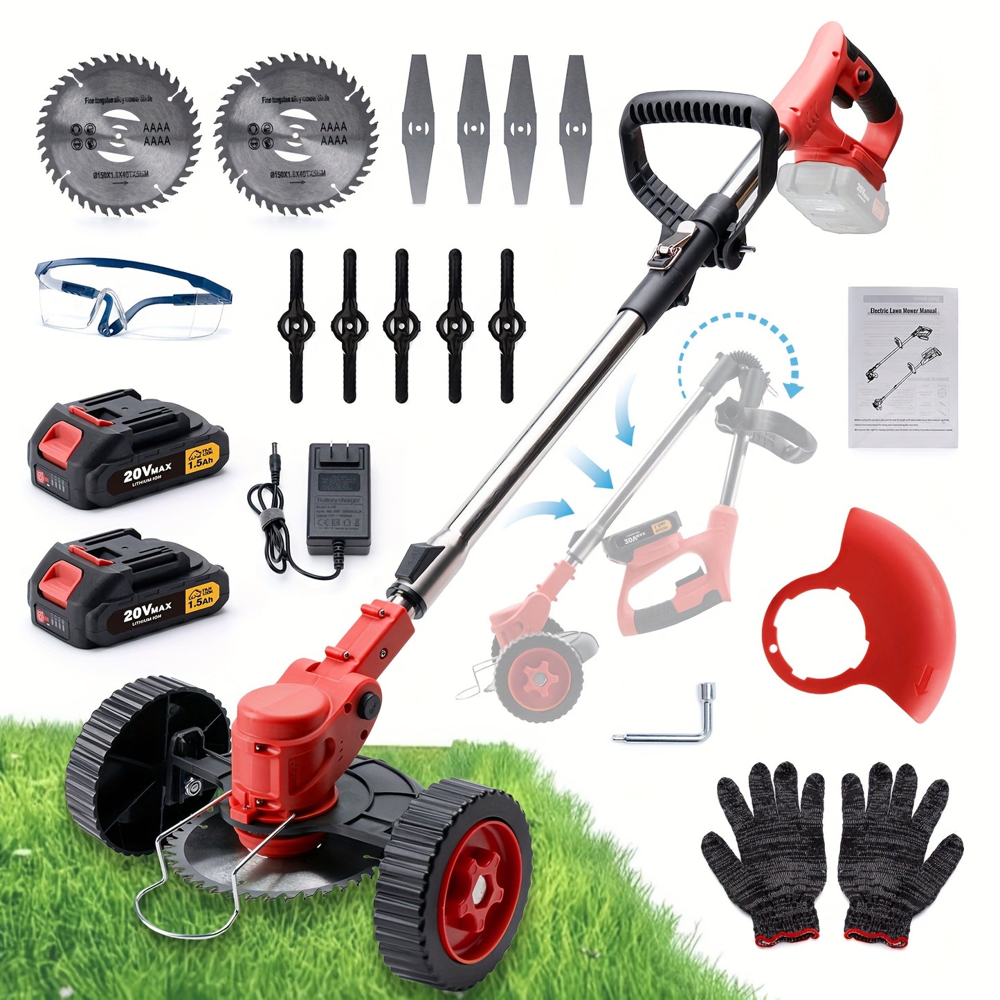 Turbo 20V Lightweight Cordless Electric Lawn Mower and Trimmer