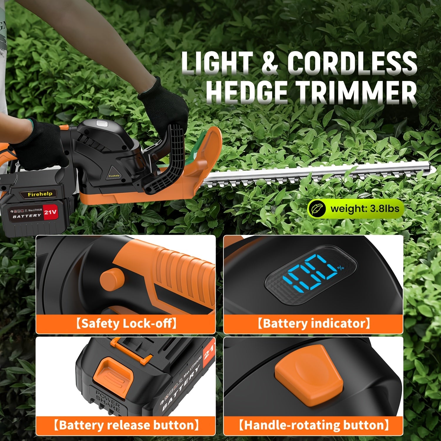 Cordless Hedge Trimmer with Powerful Motor and Long Reach - Parry's Picks