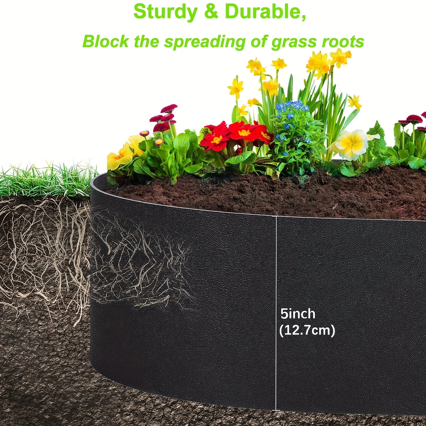 Flexible Black Plastic Garden Landscape Edging With Stakes