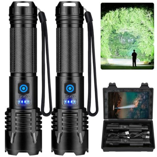 High Lumens Rechargeable Flashlight 2 Pack for Outdoor Adventures