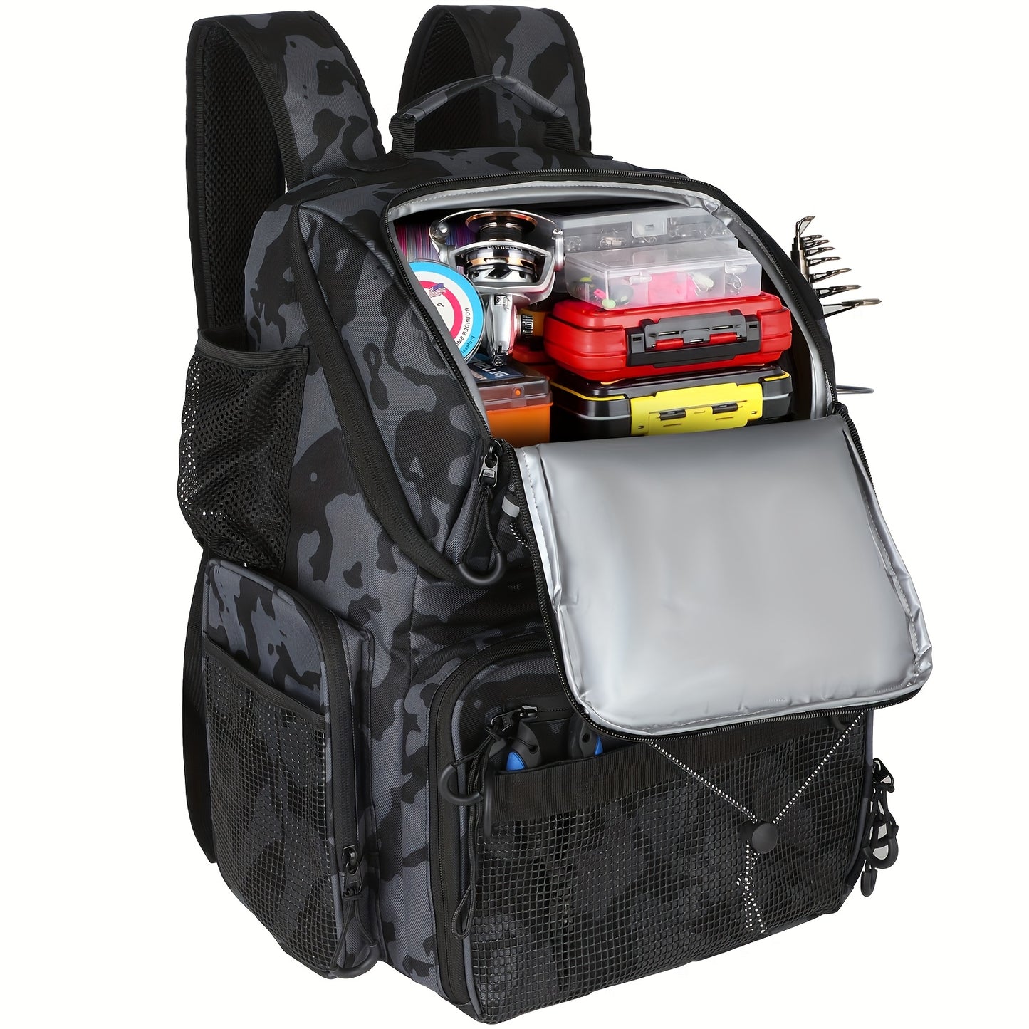 Heavy Duty Fishing Backpack With Insulated Cooler Pockets