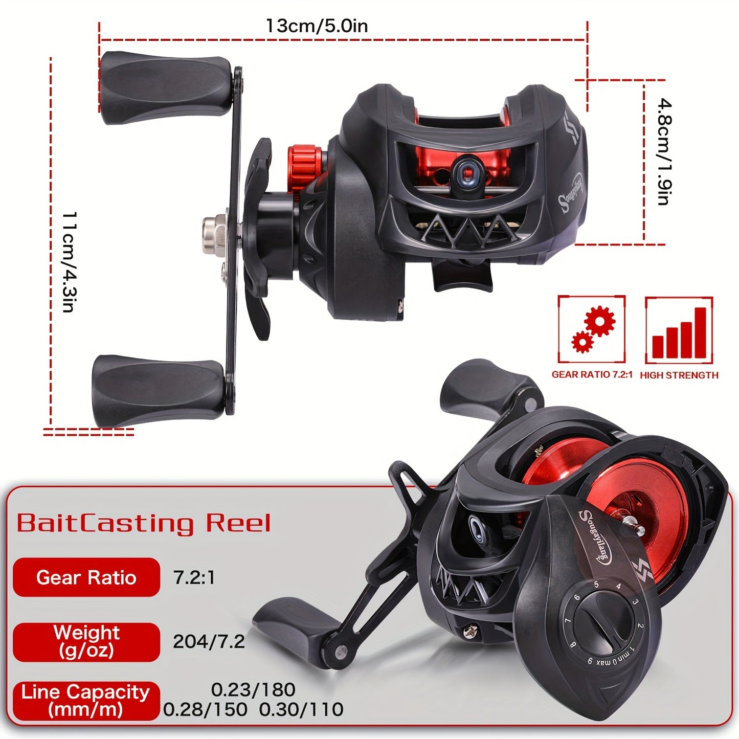 Sougayilang Telescopic Fishing Rod and Baitcasting Reel Set