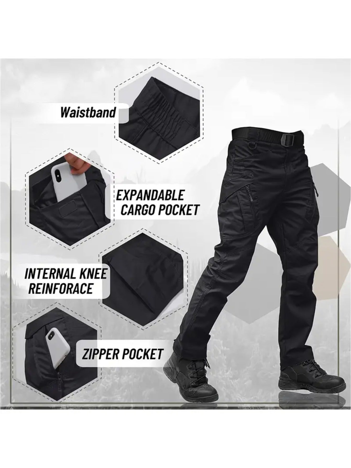 Mens Durable Multi Pocket Tactical Pants Set Quick Dry Breathable Outdoor Work - Parry's Picks