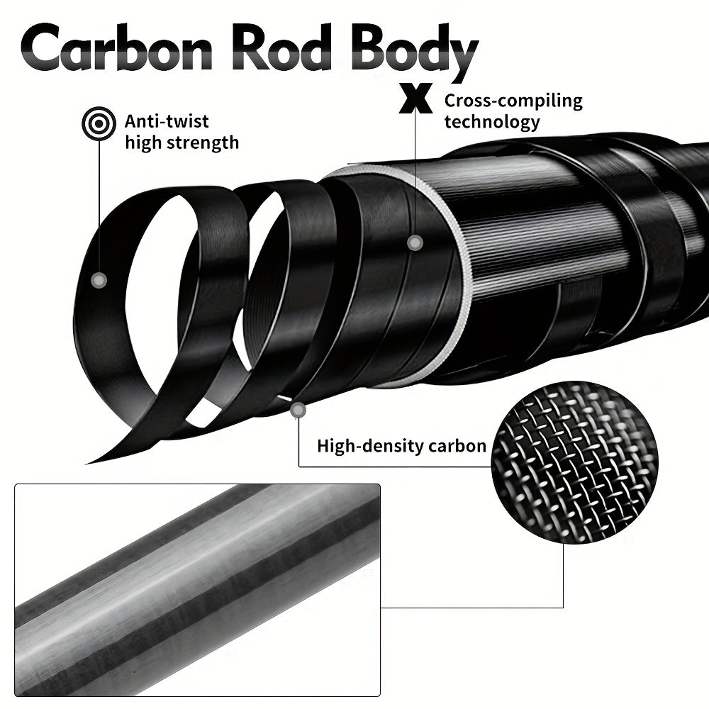 Proberos Carbon Fiber Telescopic Fishing Rod Reel Combo