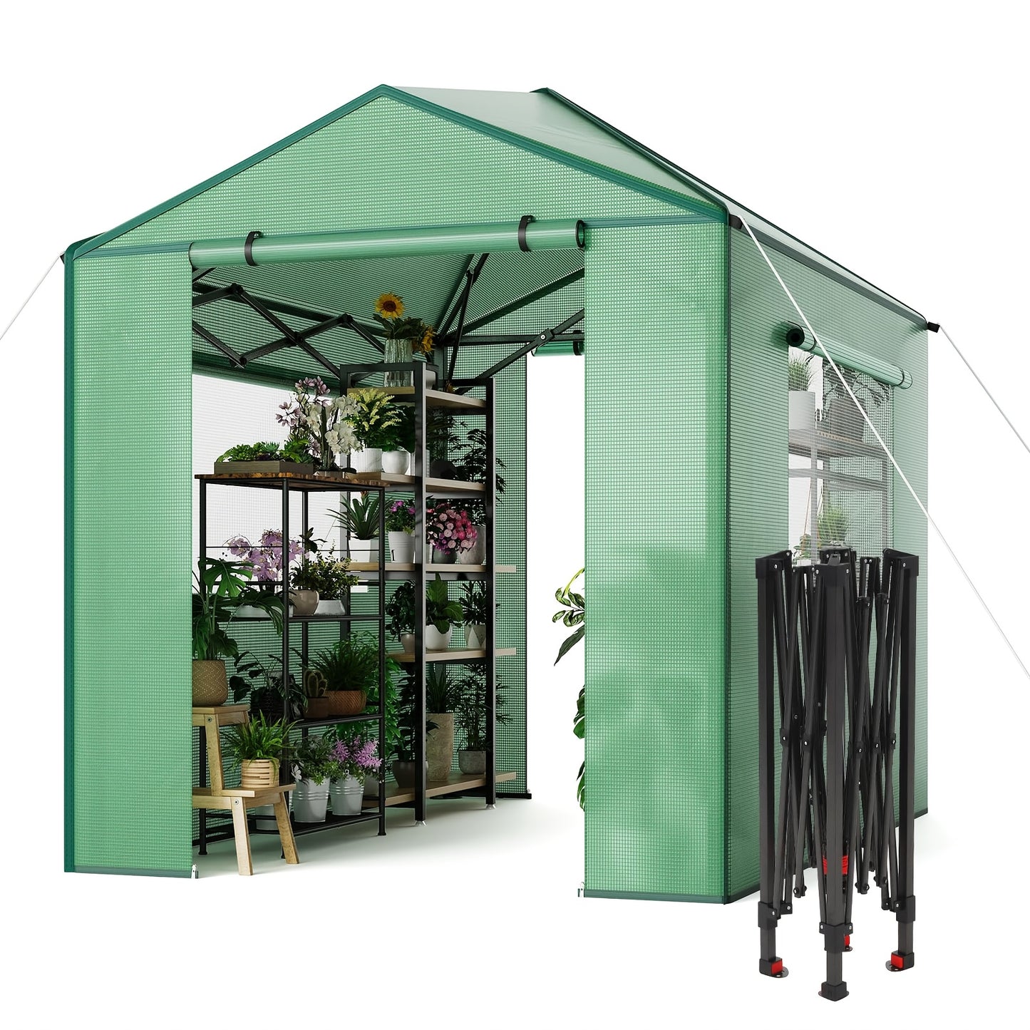 Portable Greenhouse Kit For Gardening With Zipper Door