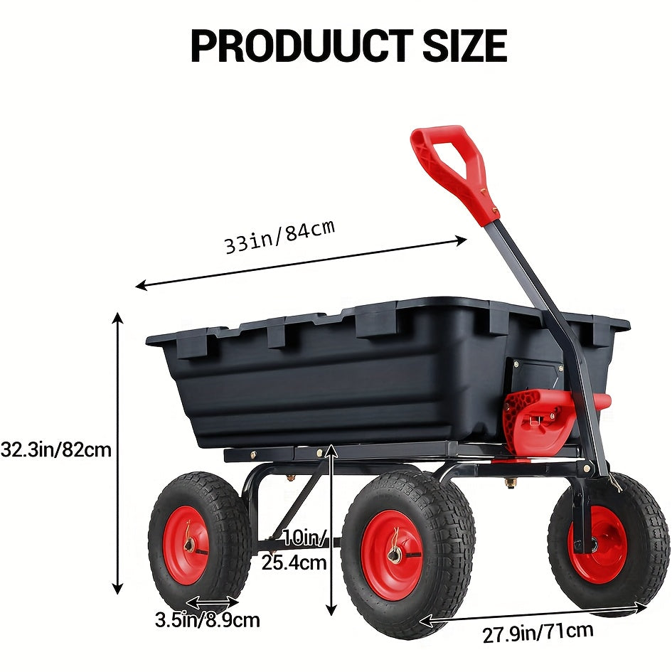 CUISINAID Heavy Duty Plastic Dump Cart With Durable Tires