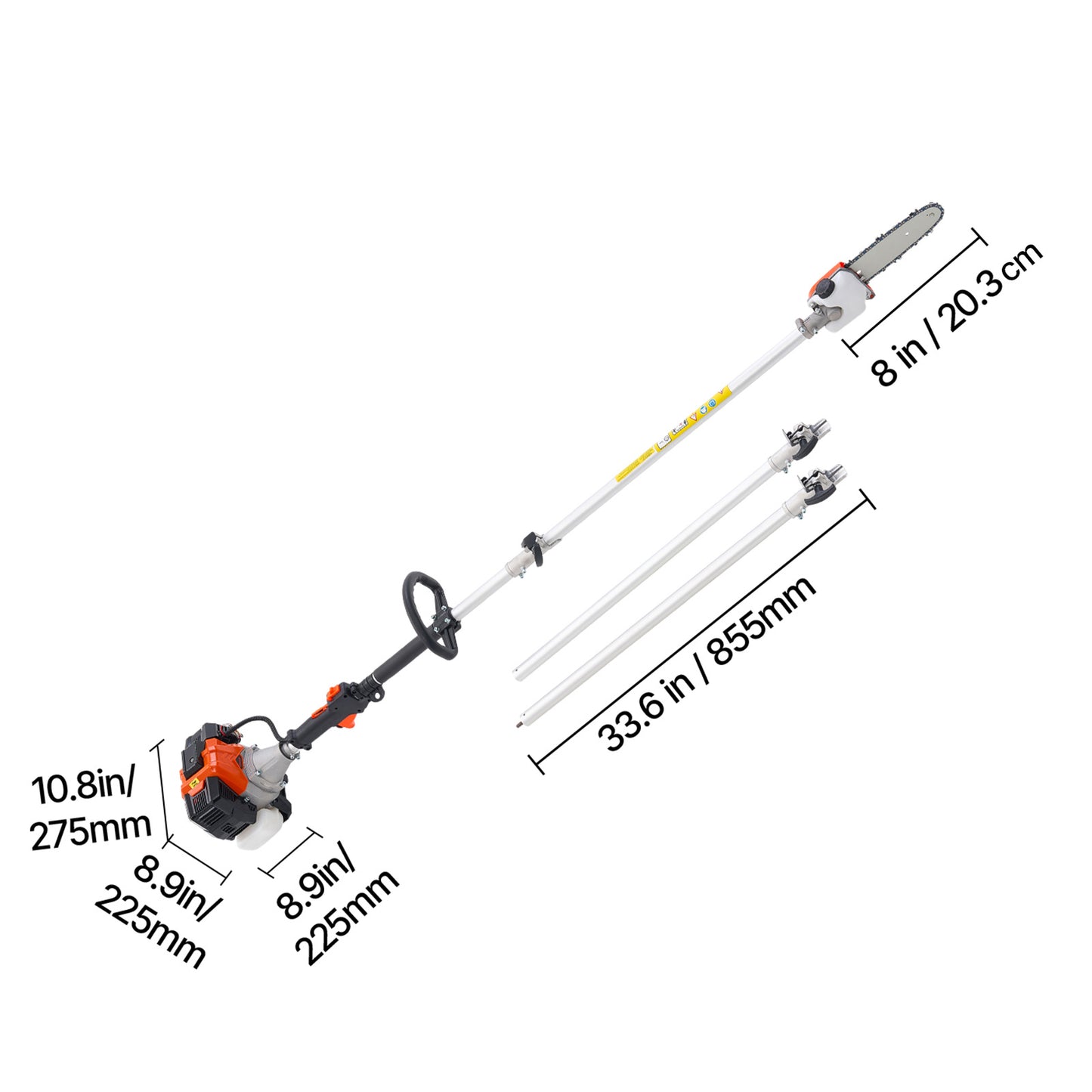 Gas Pole Saw With Extendable Pole For Tree Trimming