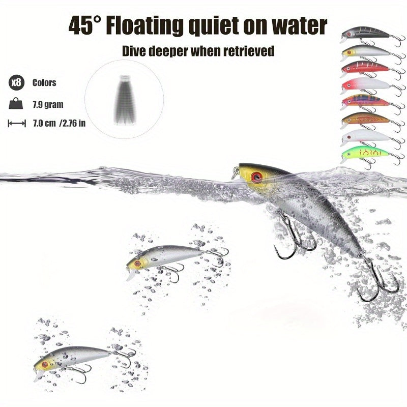 Fishing Lures Kit Mixed Minnow Popper Crank Baits Tackle