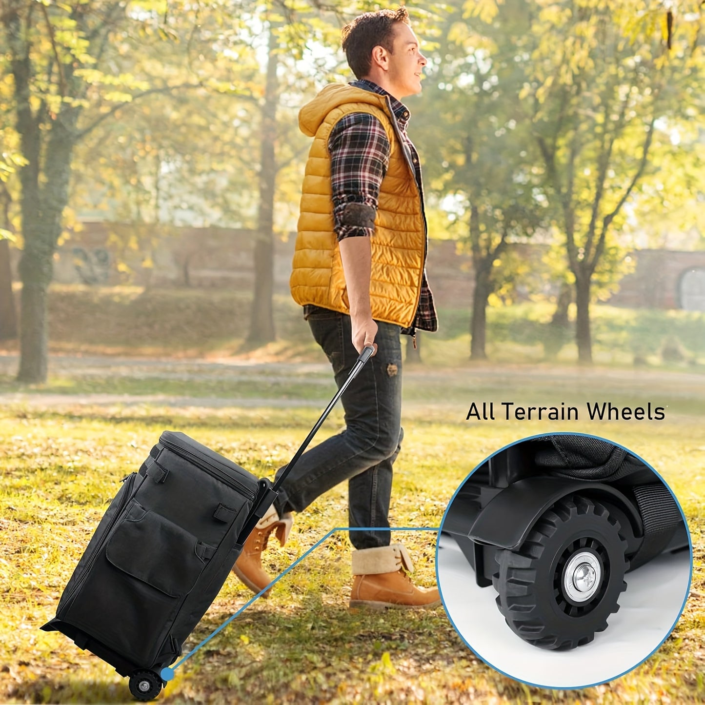 Rolling Tackle Box With Cooler And Wheels For Fishing Gear