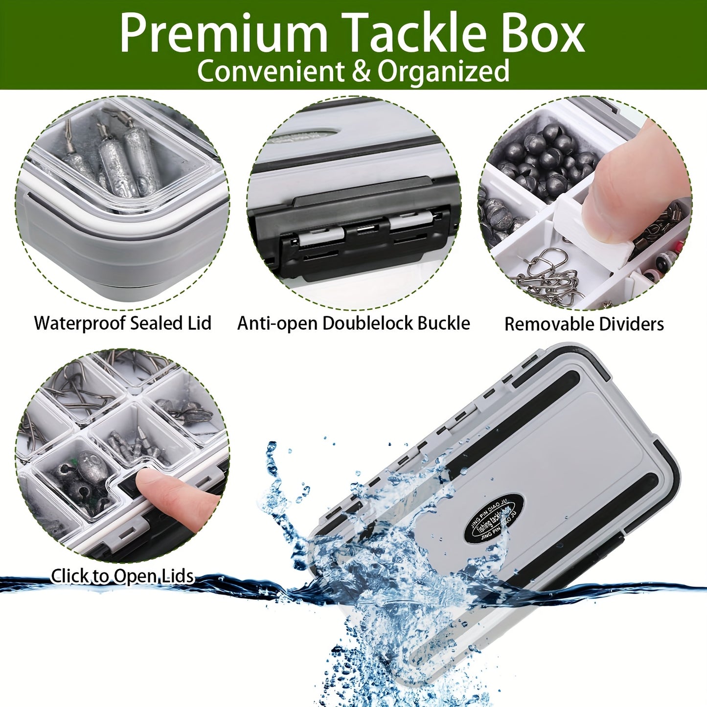 SKYLETY 482Pcs Fishing Tools Kit With Hooks Lures Lip Gripper