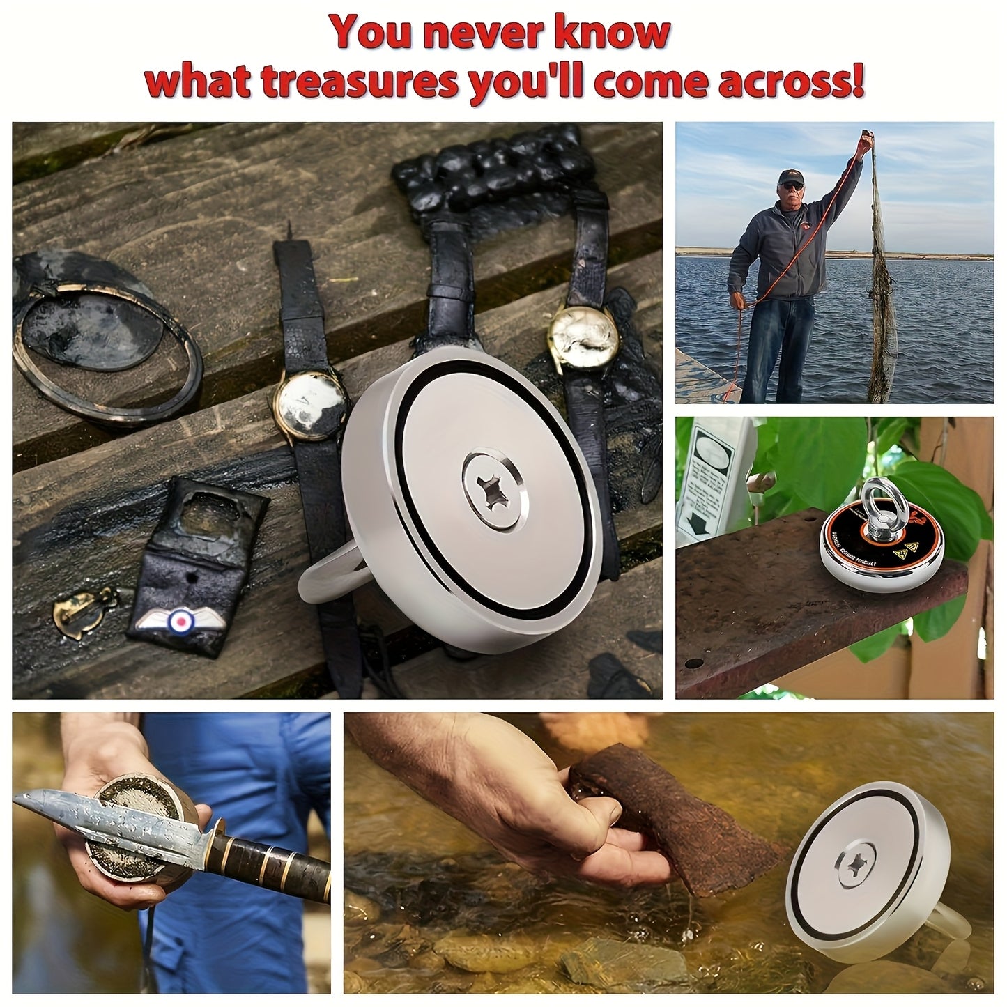 Magnet Fishing Kit 1500 LBS Pulling Force Pro Magnets