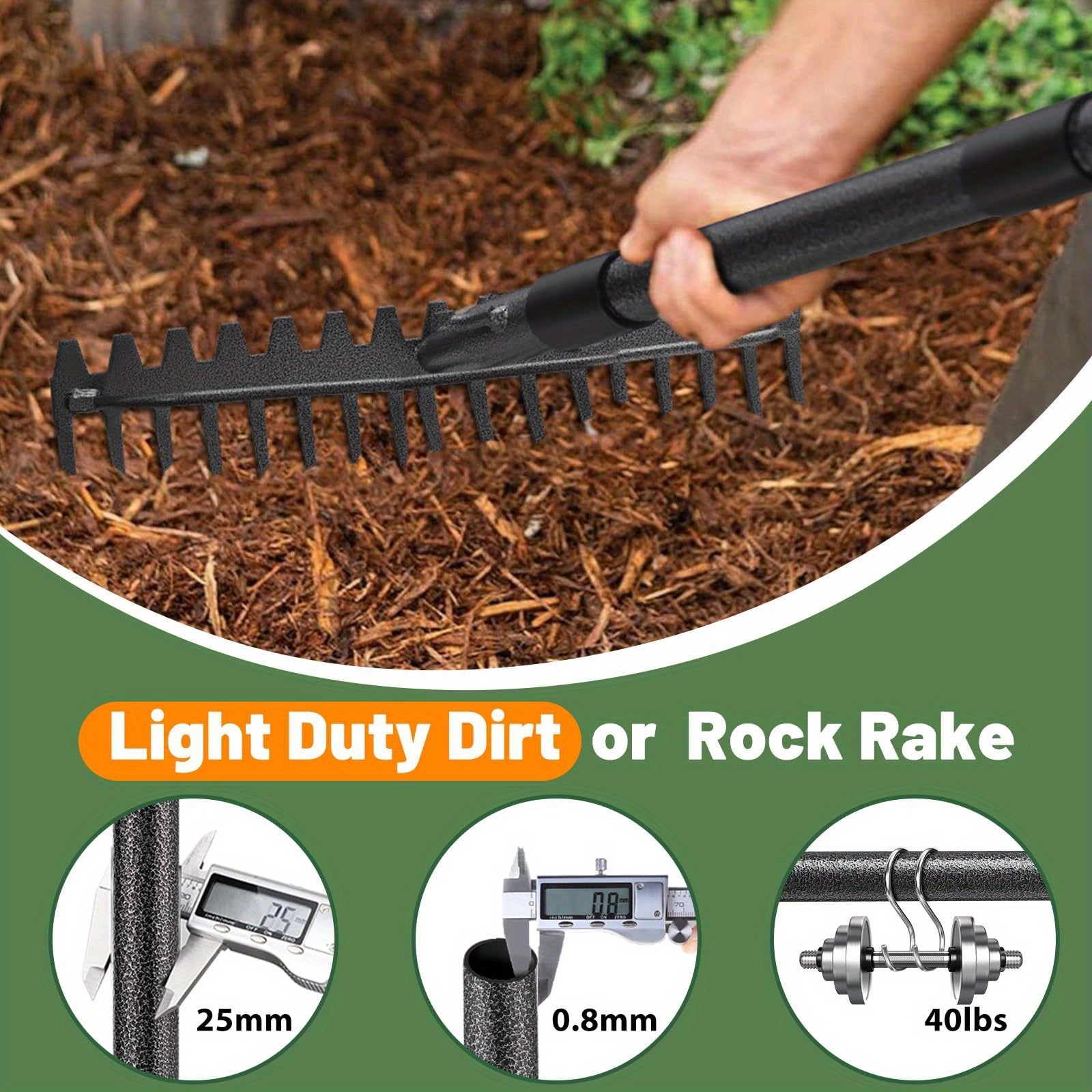 Heavy Duty Garden Rake with 17 Steel Tines for Easy Use - Parry's Picks