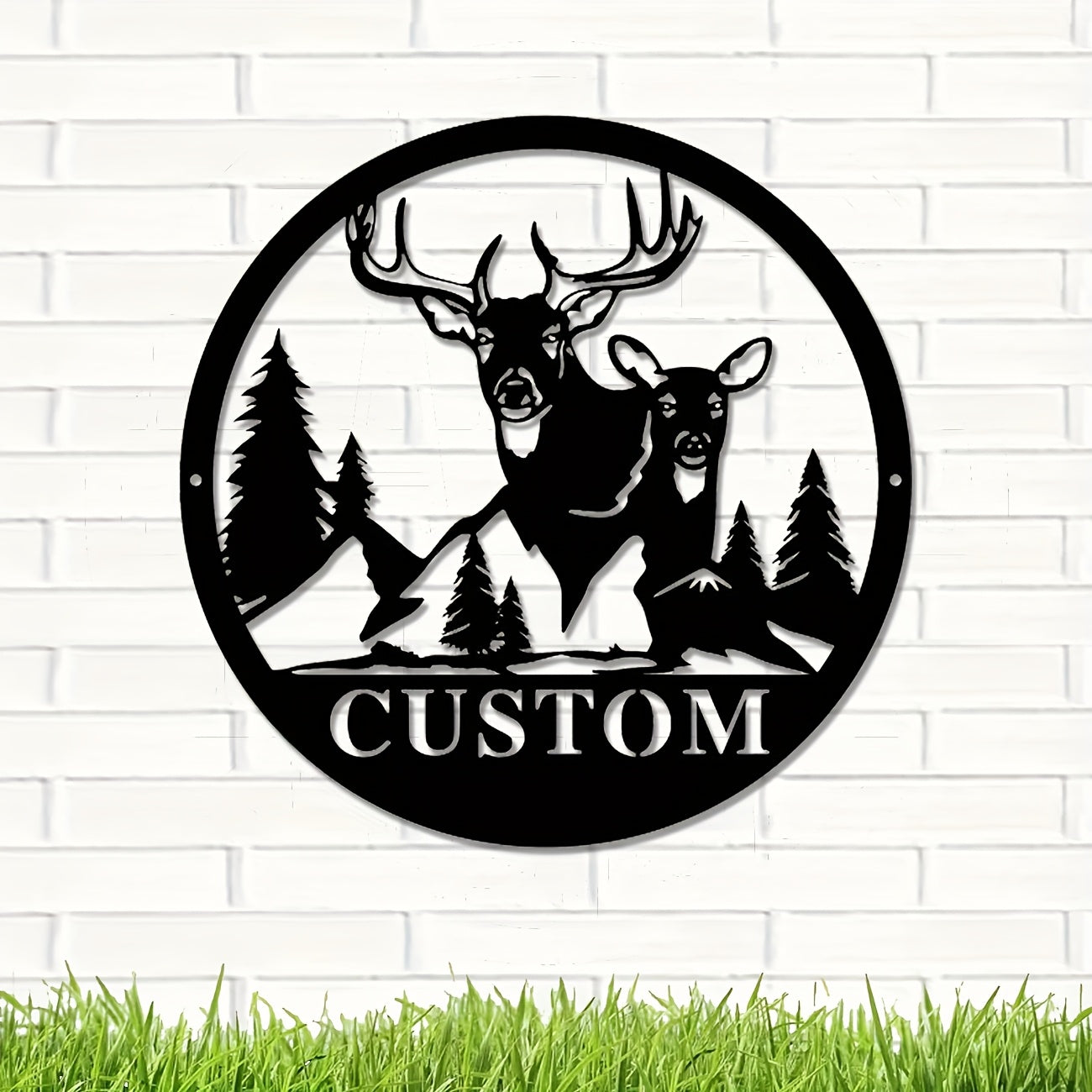 1pc Personalized Deer Antler Metal Wall Art - Rustic Deer Camp Sign with Custom Name, Matte Finish & Powder Coated, Removable Wall-Mounted Decor for Thanksgiving, Birthday Gifts for Him, Boyfriend, Hunters, Deer Decor, Huntin