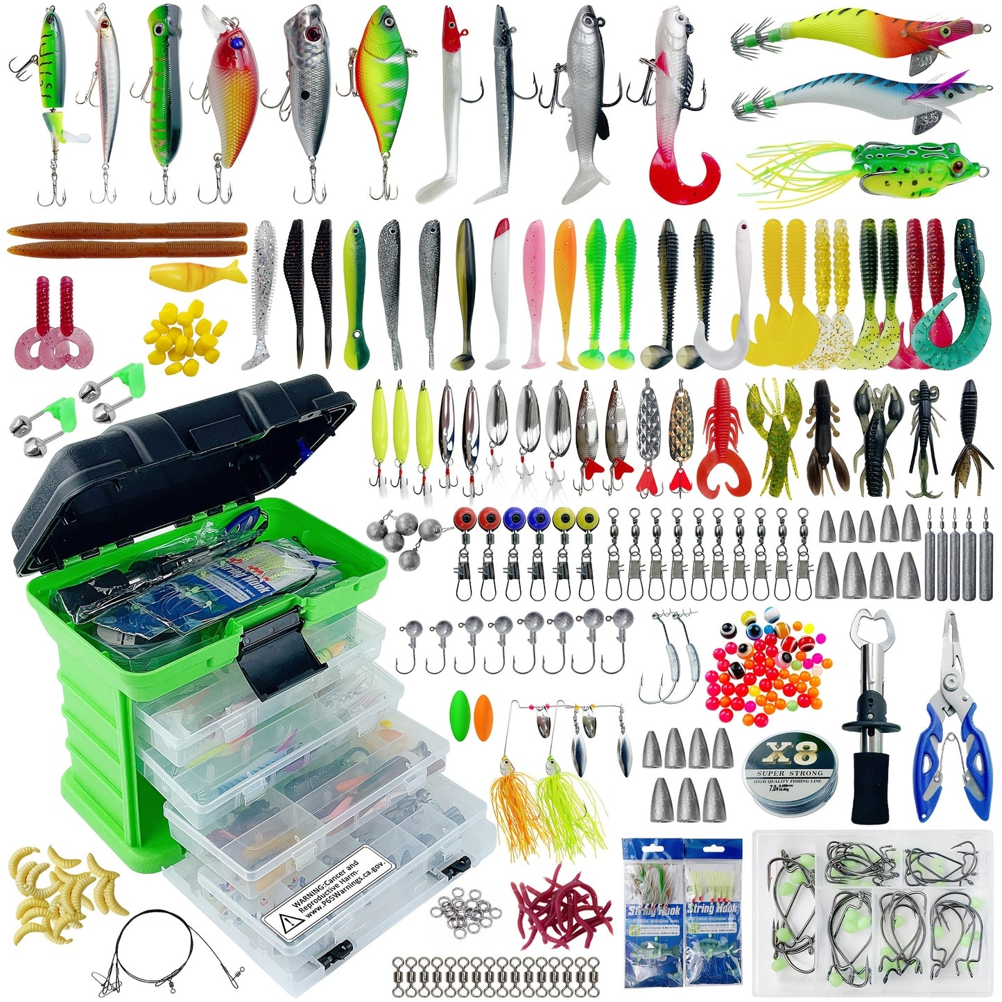 Fishing Lure Kit With Tackle Box For Freshwater Saltwater