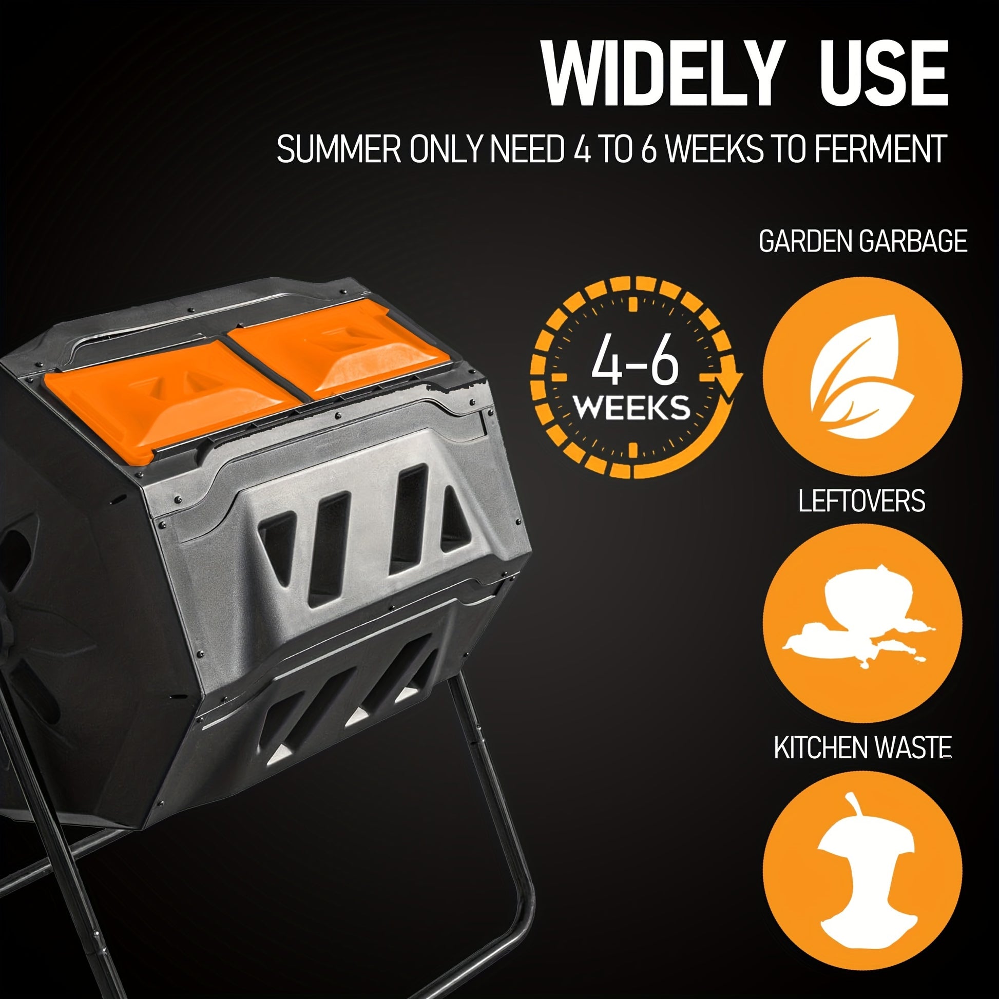 Dual Chamber Tumbling Compost Bin with Sliding Doors - Parry's Picks