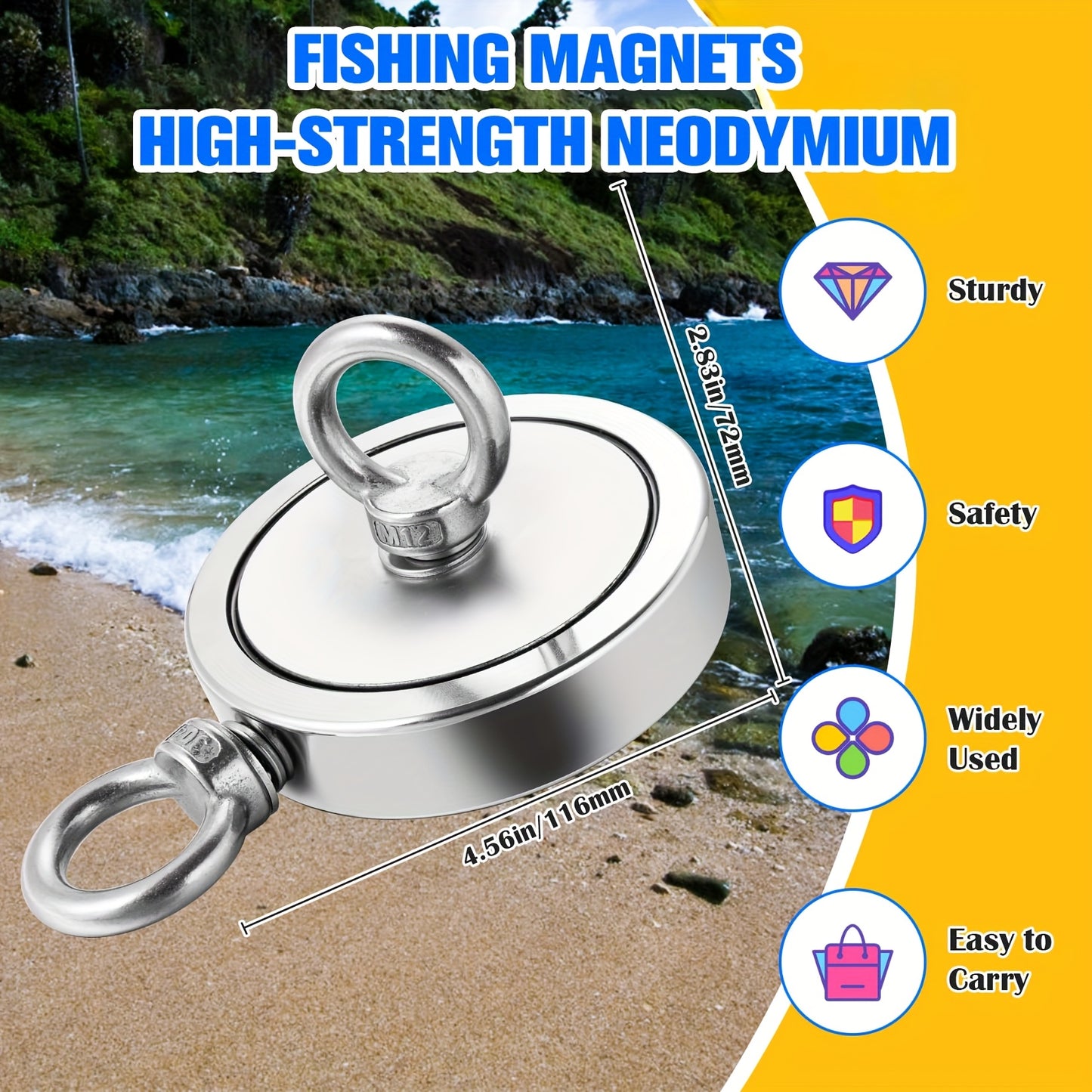 SIDIPER Magnet Fishing Kit With Rope Carry Case Grappling Hook