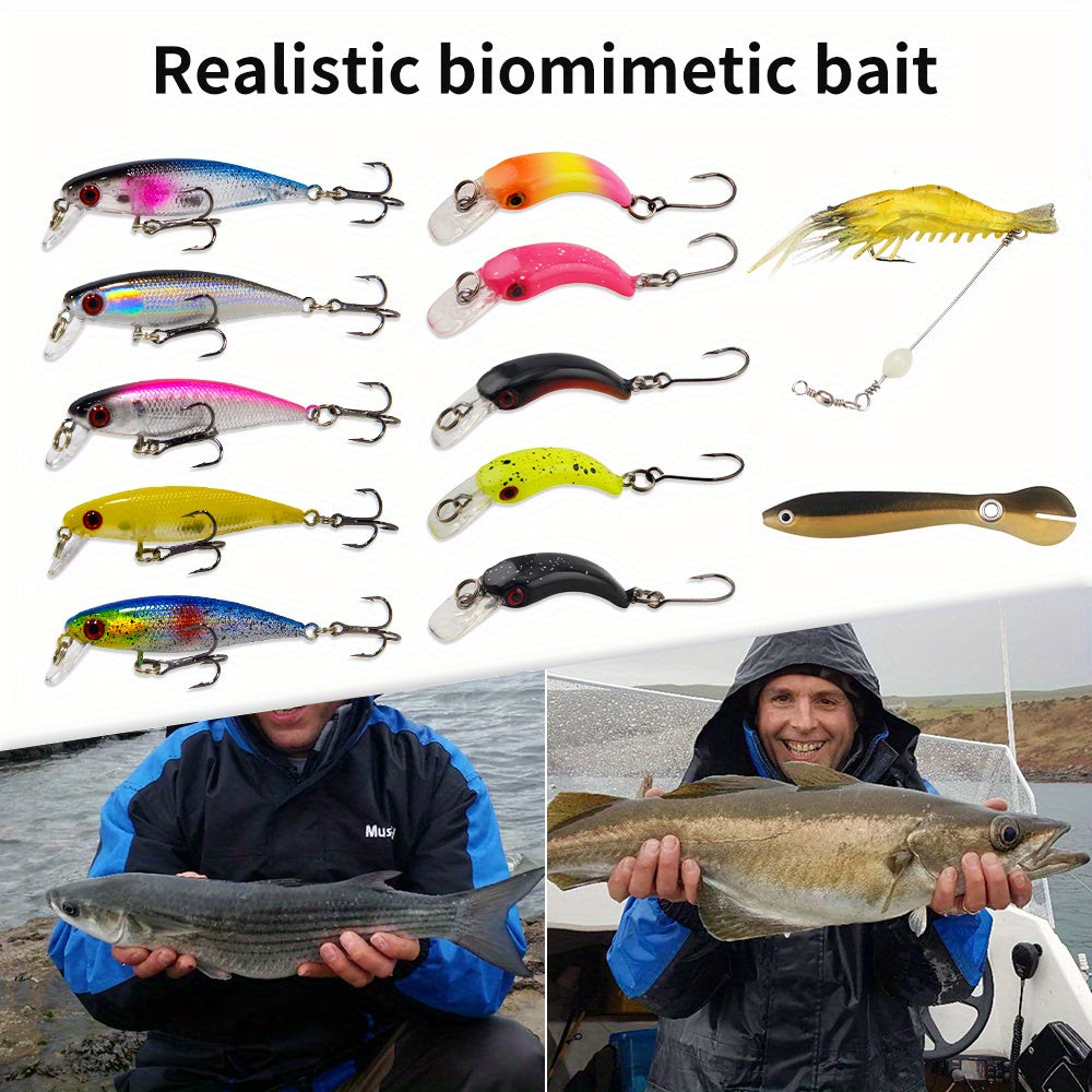 TSKS 140Pcs All Powerful Fishing Lure Kit With ABS Hard Baits And Soft Lures For Freshwater And Saltwater Tackle