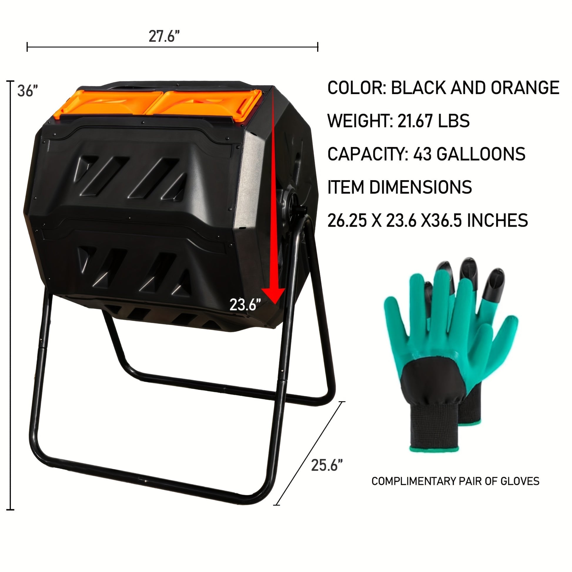 Dual Chamber Tumbling Compost Bin with Sliding Doors - Parry's Picks