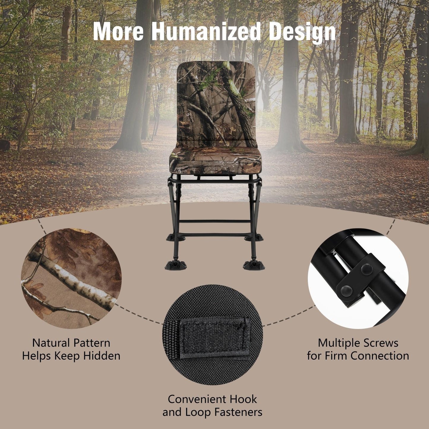GYMAX 360 Degree Swivel Folding Hunting Chair with Padded Comfort