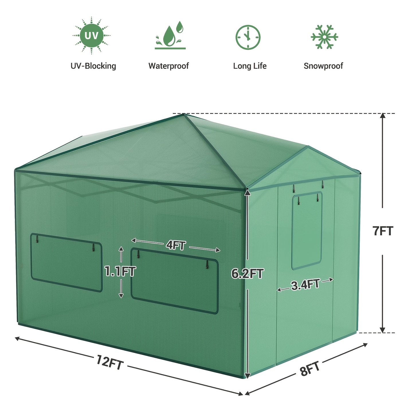 Portable Greenhouse Kit For Gardening With Zipper Door