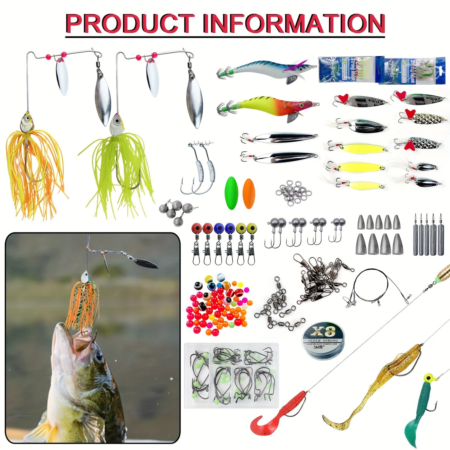 Fishing Lure Kit With Tackle Box For Freshwater Saltwater