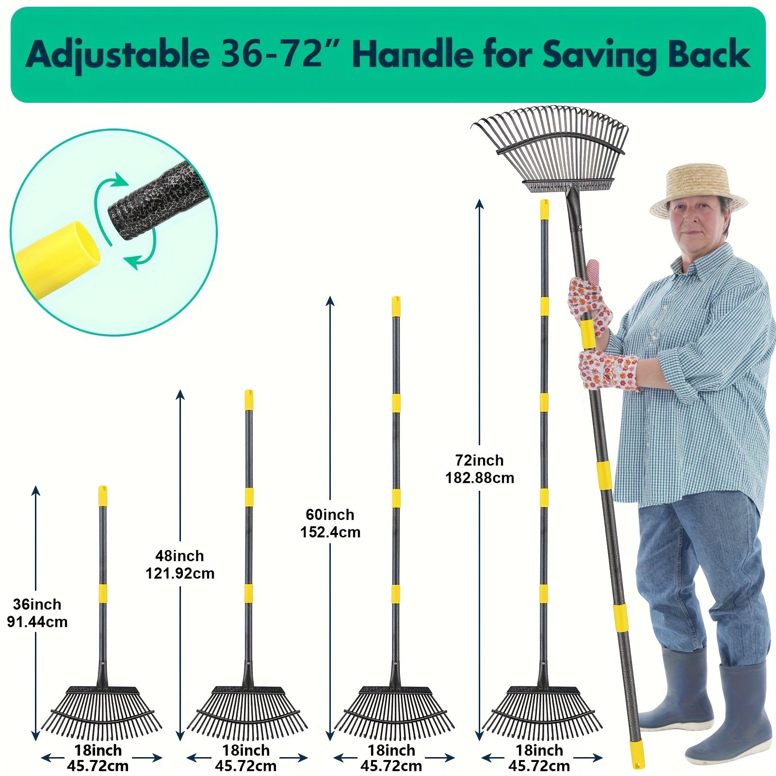 YEYEBEST Heavy Duty Metal Leaf Rake for Effortless Gardening - Parry's Picks