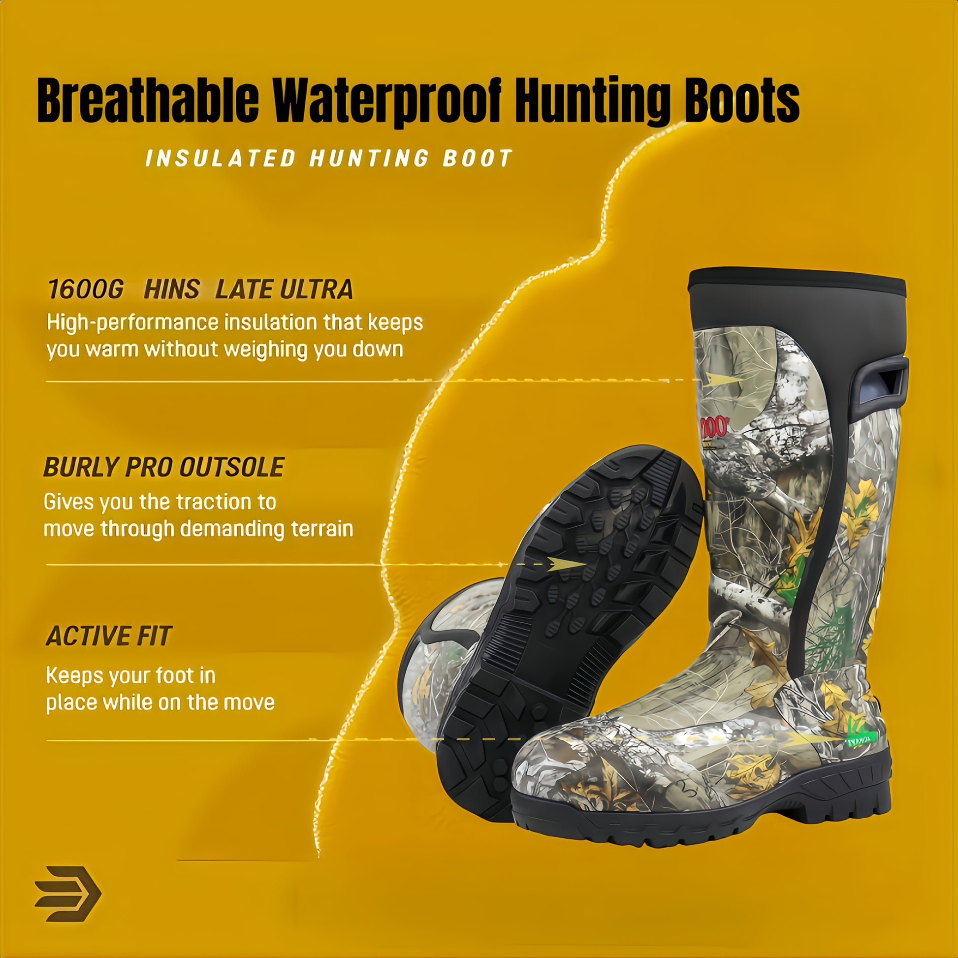 Camouflage Insulated Hunting Boots 6mm Chloroprene Rubber Durable Non Slip - Parry's Picks