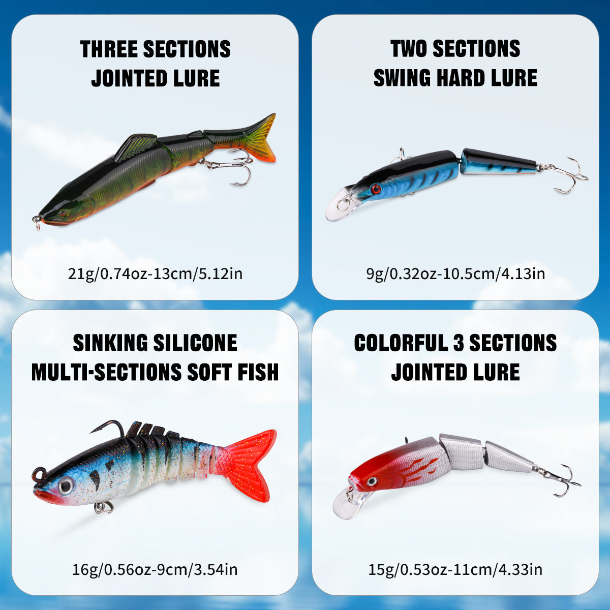 Perch Lure Set 48 Piece Surface And Sinking Multi Joint Wobblers Freshwater - Parry's Picks