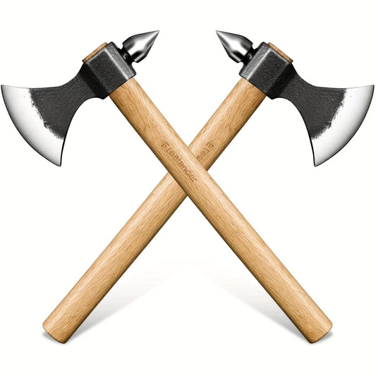 Premium Outdoor Axe Set With Sharp Blade And Wooden Handle
