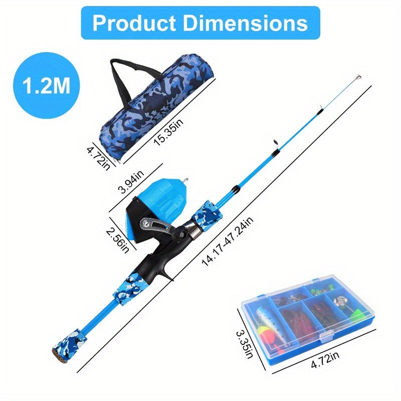 Telescopic Fishing Rod And Reel Starter Kit With Tackle Box