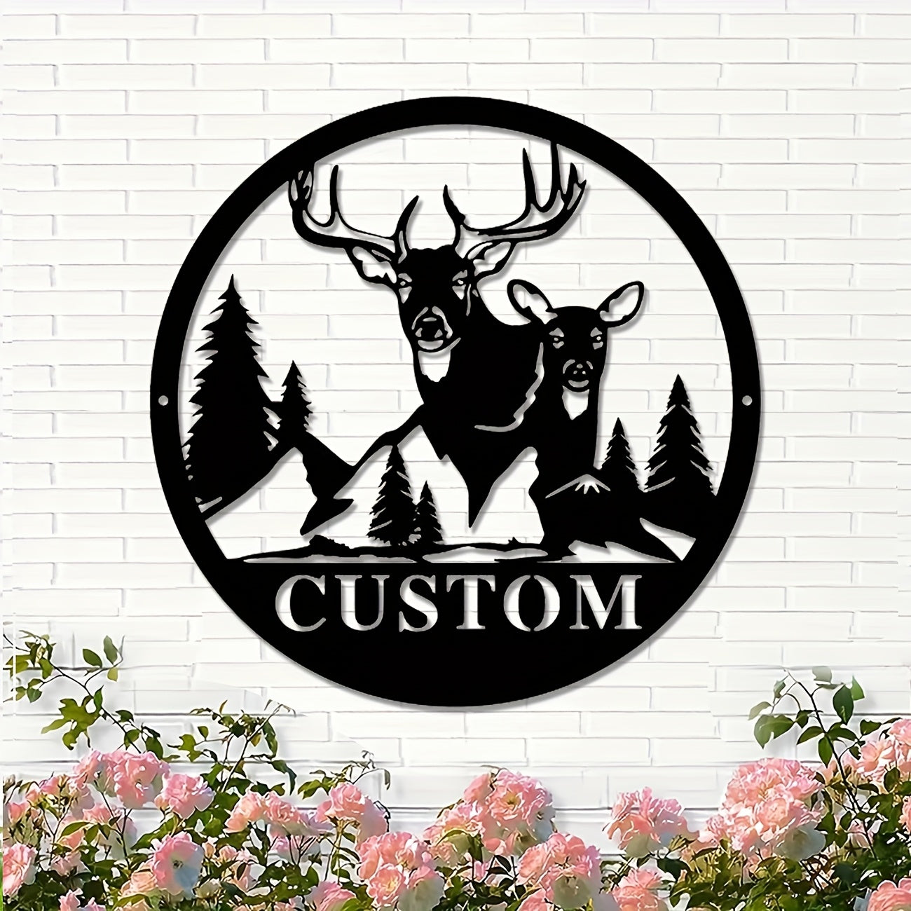 1pc Personalized Deer Antler Metal Wall Art - Rustic Deer Camp Sign with Custom Name, Matte Finish & Powder Coated, Removable Wall-Mounted Decor for Thanksgiving, Birthday Gifts for Him, Boyfriend, Hunters, Deer Decor, Huntin