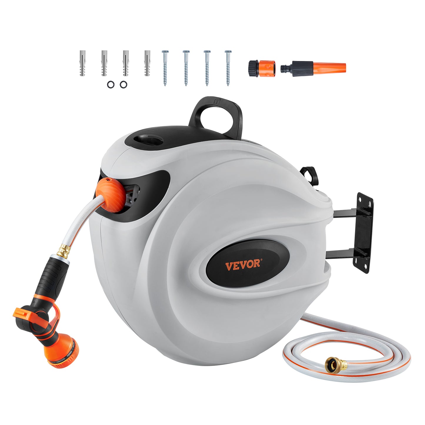 VEVOR Retractable Hose Reel With Rewind And Pattern Nozzle