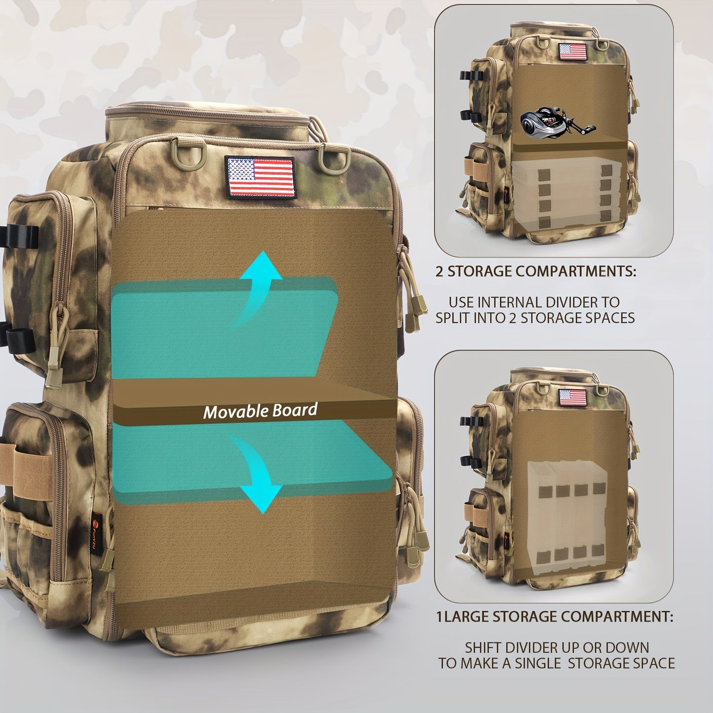 FunVZU Fishing Backpack With Rod Holders Tackle Bag