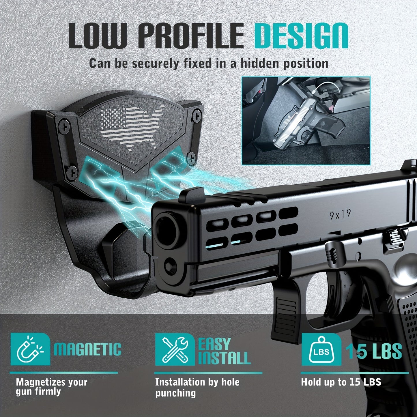 Magnetic Gun Mount for Truck and Vehicle with Trigger Guard