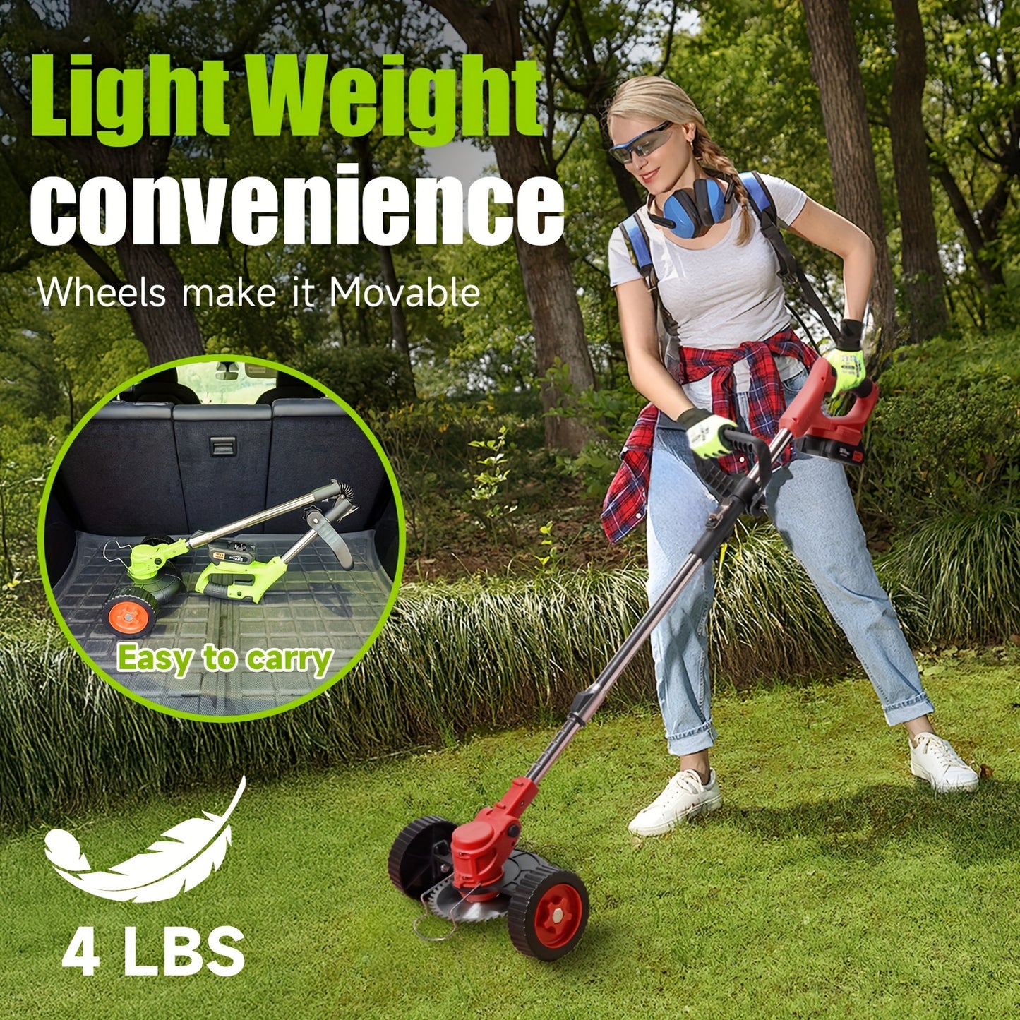 Turbo 20V Lightweight Cordless Electric Lawn Mower and Trimmer