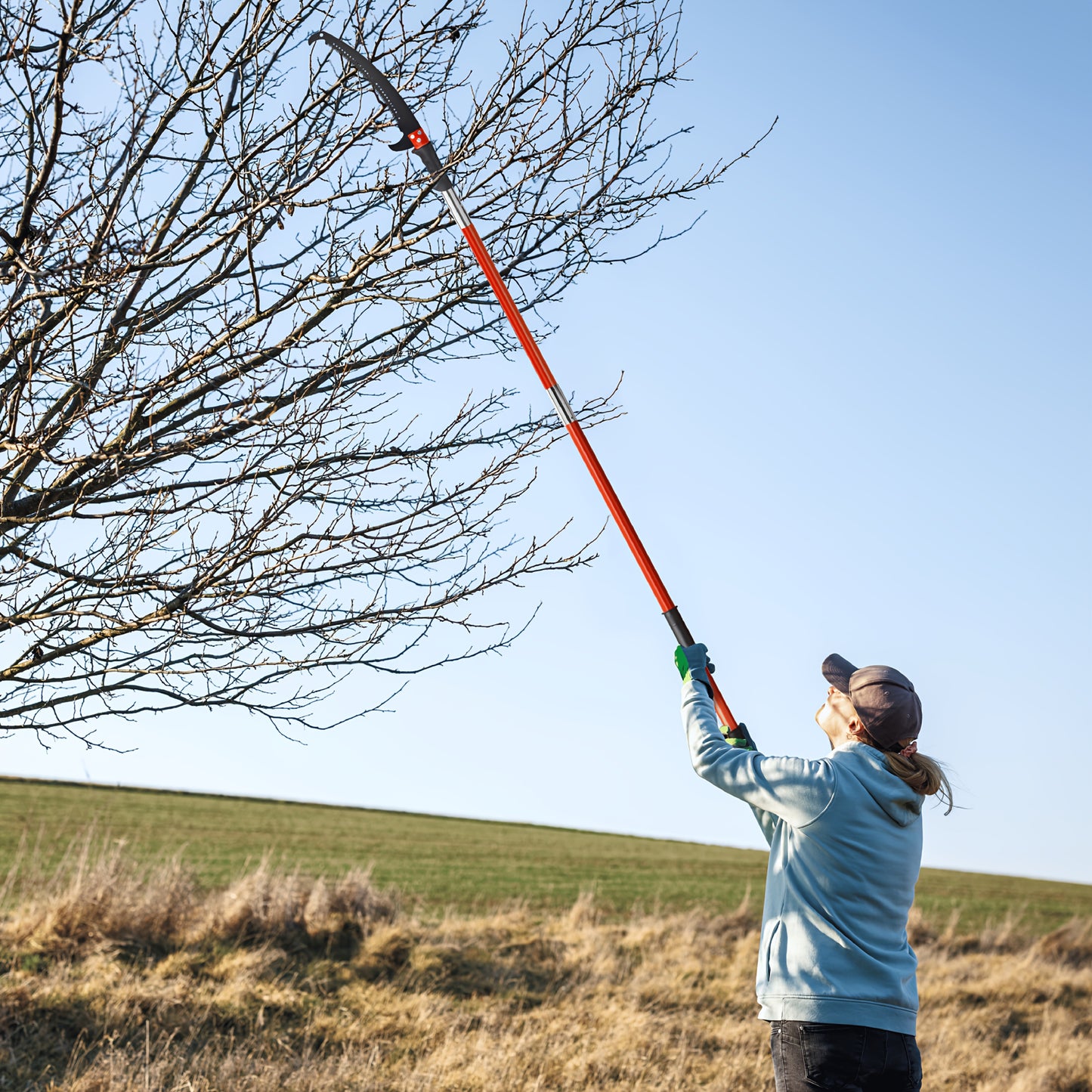 BONNLO Extendable Tree Pruner With Fiberglass Pole Saw