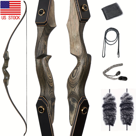 1pc Right-Handed Wooden Recurve Bow Set for Adults - 60" Takedown Archery Bow with 30-50lbs Pull, Ideal for Hunting and Target Practice - For Archery Enthusiasts - Suitable for Independence Day, Labor Day, Father'S Day