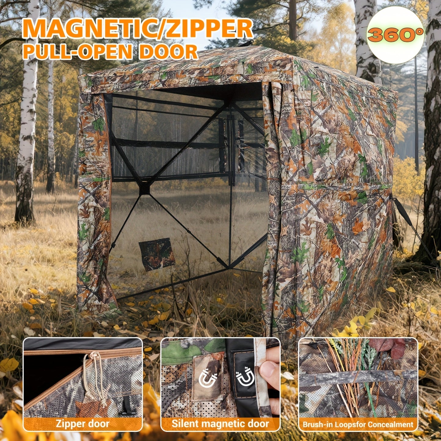 YAFITI 3 Person See Through Ground Hunting Blind Windows