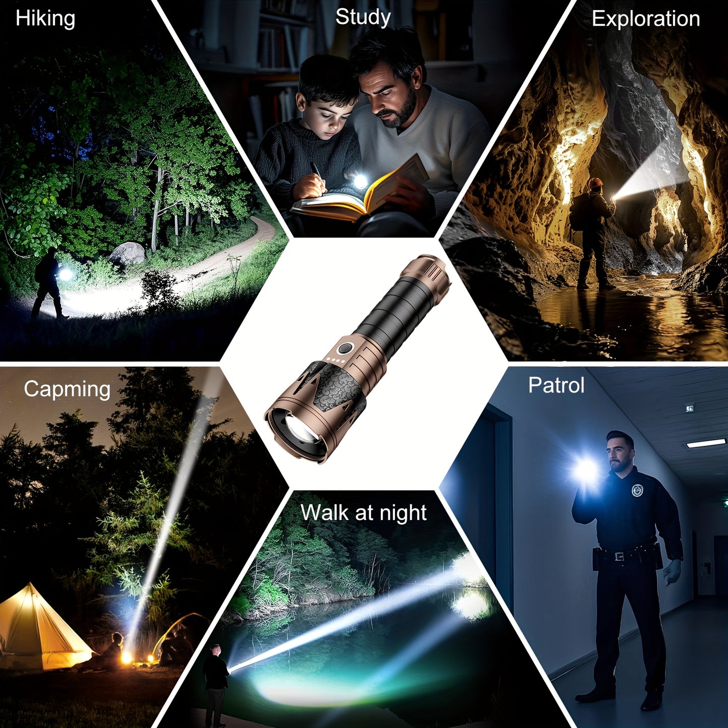 Skyfire High Lumen Led Flashlight With Ignition Lens Zoom