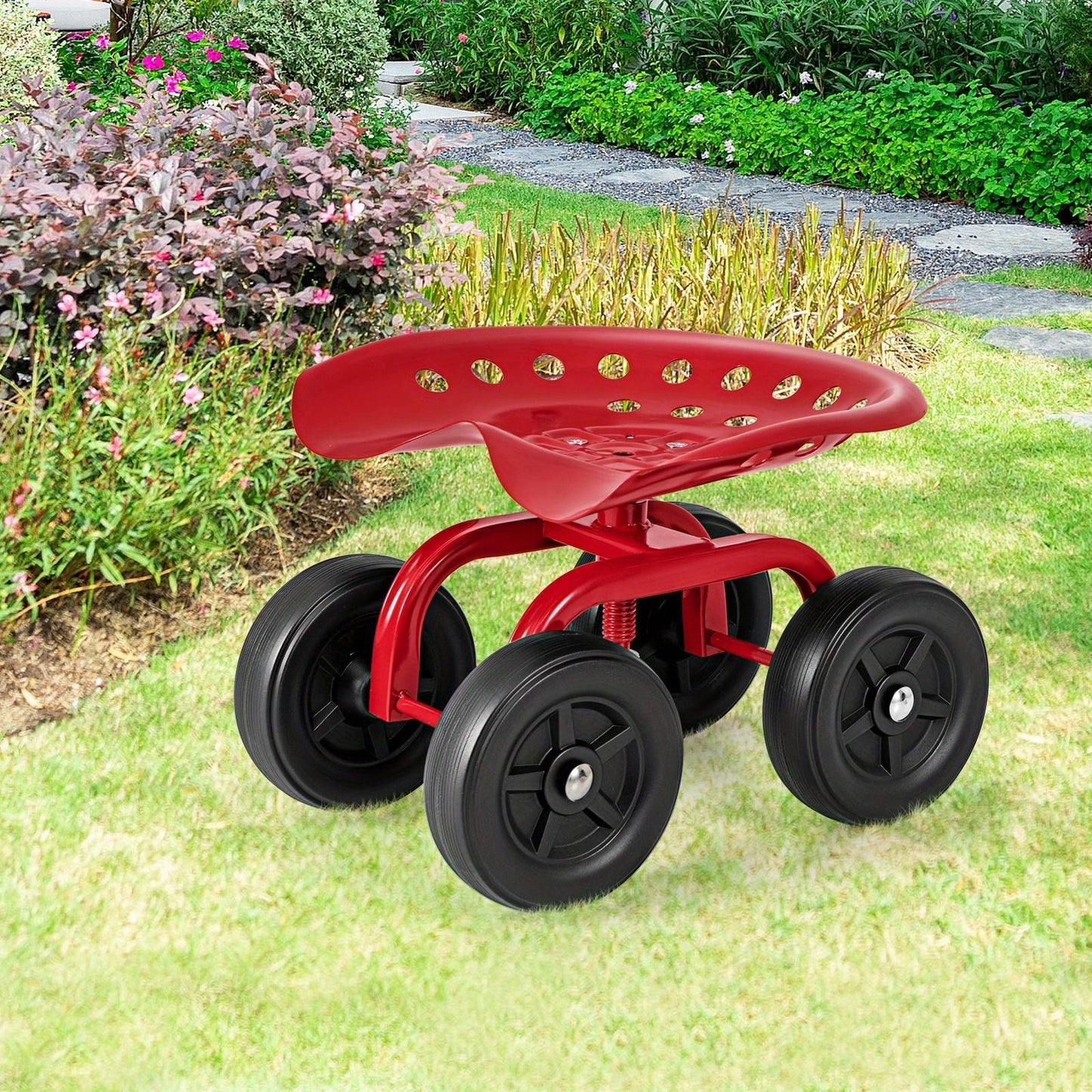 COSTZON Heavy-Duty Garden Cart with Swivel Seat and Wheels - Parry's Picks