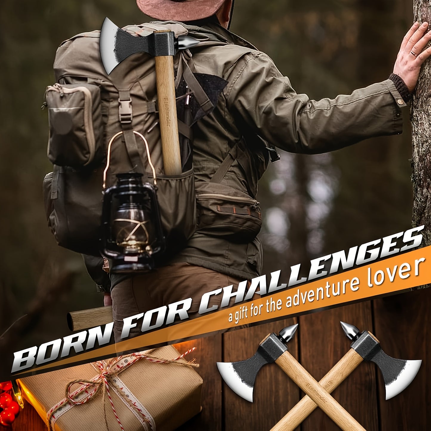 Premium Outdoor Axe Set With Sharp Blade And Wooden Handle