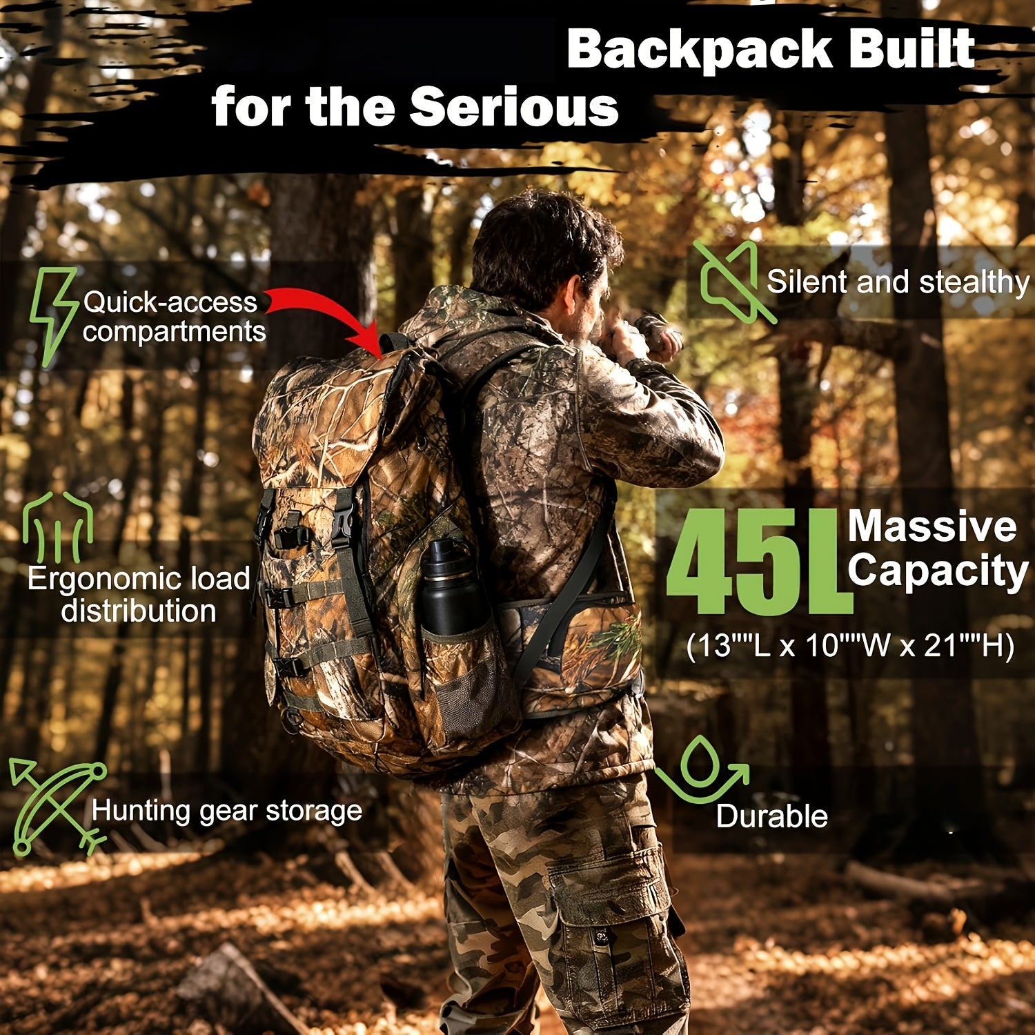 All-Weather Heavy-Duty Hunting Backpack With Rain Cover And Padded Scabbard - Parry's Picks
