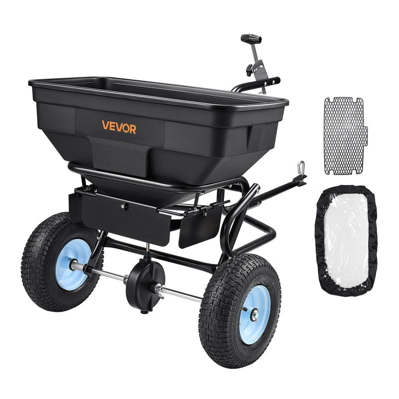 TowBehind Backpack Style Lawn Spreader With Terrain Wheels
