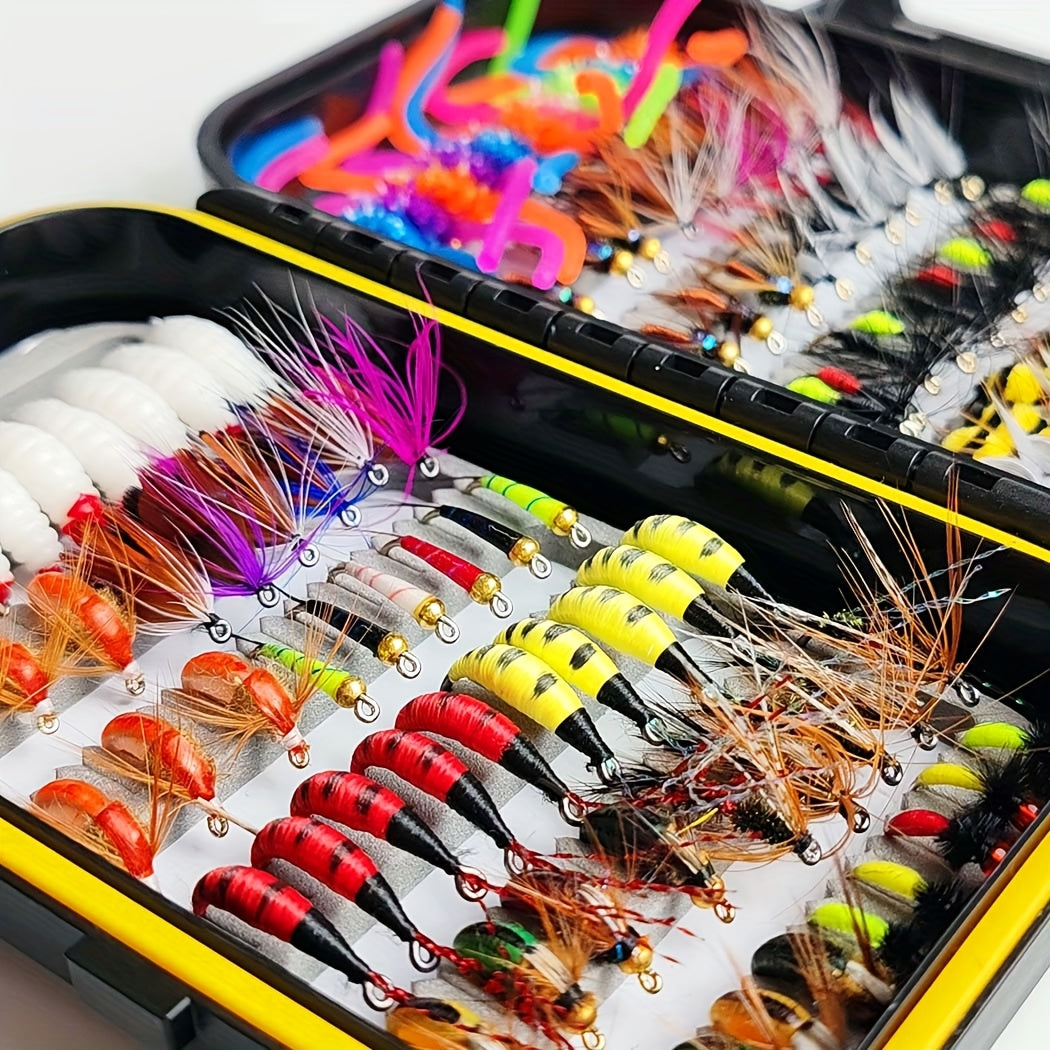 QIEVCRME 114Pc Fly Fishing Lure Kit With Dry Wet Flies