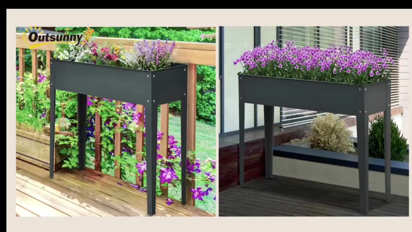 Elevated Metal Garden Bed for Backyard and Terrace
