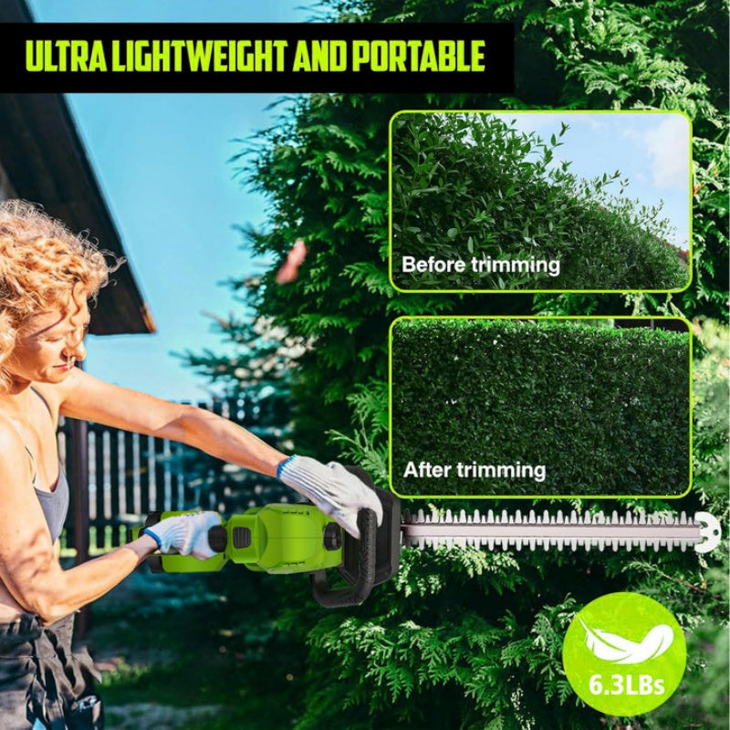 Cordless Hedge Trimmer With Dual Blades And Rechargeable Batteries
